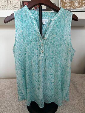 Charter Club Teal Seahorse Sleeveless Top – Size Small